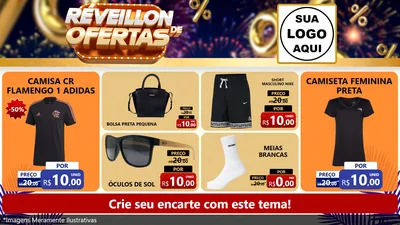 Modelo de TV para TV Horizontal com o tema Réveillon de Ofertas para Roupas e acessórios
