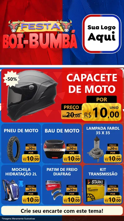 Modelo de Rede Social para Stories com o tema Festa Boi Bumbá para Moto peças
