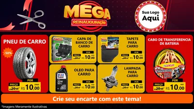 Modelo de TV para TV Horizontal com o tema Mega Reinauguração para Auto peças