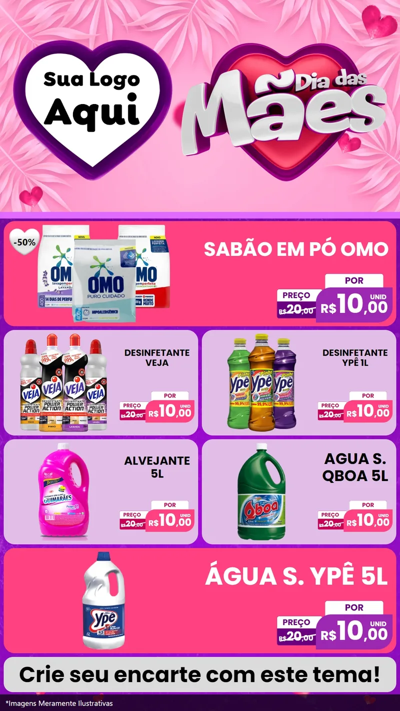 Modelo de TV para TV Vertical com o tema Dia das Mães para Produtos de Limpeza