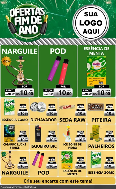 Modelo de Encarte para Encarte Grande com o tema Ofertas Fim de Ano para Tabacaria