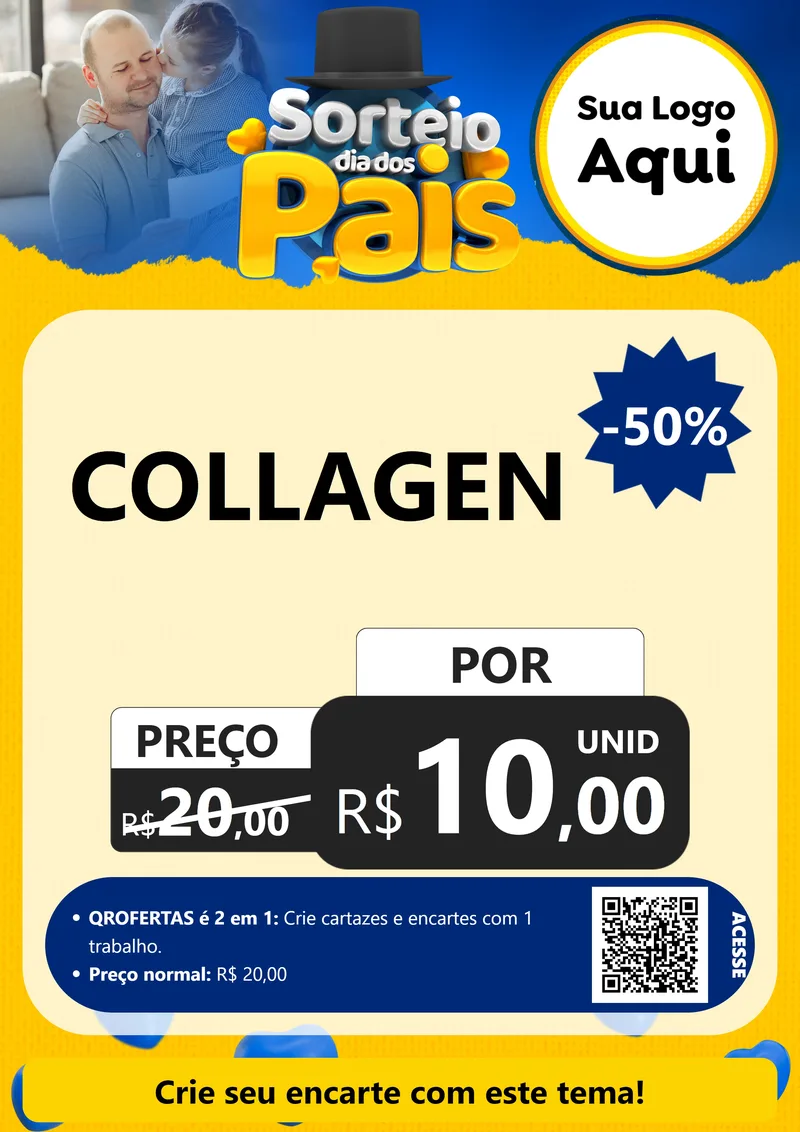 Modelo de Cartaz para Cartaz A4 Vertical com o tema Sorteio Dia Dos Pais para Suplementos alimentares