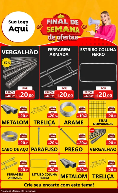 Modelo de Encarte para Encarte Grande com o tema Final de Semana de Ofertas para Ferragens
