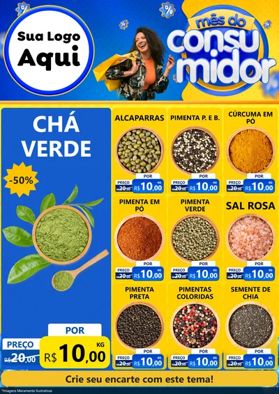 Modelo de Encarte para Encarte A4 Vertical com o tema Mês do Consumidor para Produtos Naturais