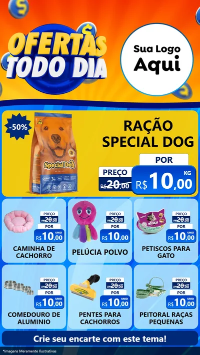 Modelo de Rede Social para Stories com o tema Ofertas Todo Dia para Pet Shop