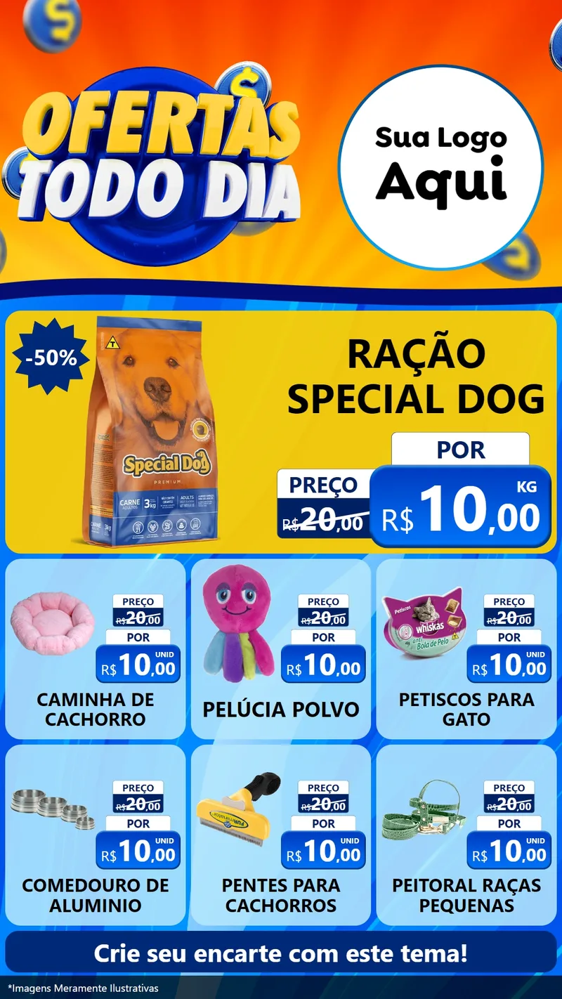 Modelo de Rede Social para Stories com o tema Ofertas Todo Dia para Pet Shop
