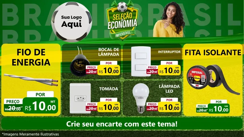 Modelo de TV para TV Horizontal com o tema Seleção de Economia - Copa para Materiais Elétricos
