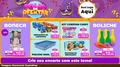 Modelo de TV para TV Horizontal com o tema Folia de Ofertas para Brinquedos