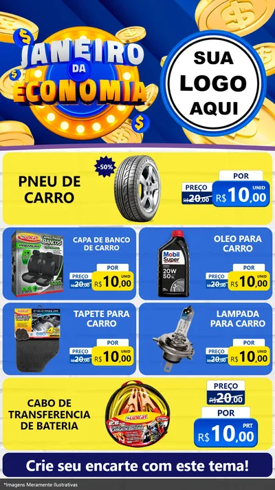 Modelo de TV para TV Vertical com o tema Janeiro da Economia para Auto peças
