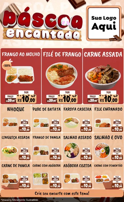 Modelo de Encarte para Encarte Grande com o tema Páscoa Encantada para Restaurante