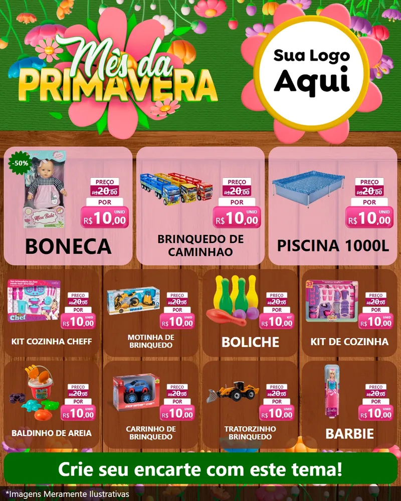 Modelo de Rede Social para Feed Instagram com o tema Mês da Primavera para Brinquedos