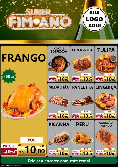 Modelo de Encarte para Encarte A4 Vertical com o tema Super Fim de Ano para Assados
