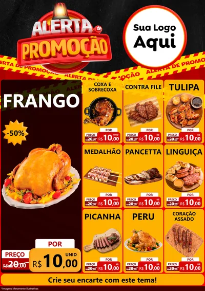 Modelo de Encarte para Encarte A4 Vertical com o tema Alerta de Promoção para Assados