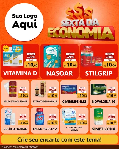 Modelo de Rede Social para Feed Instagram com o tema Sexta da Economia para Farmácia