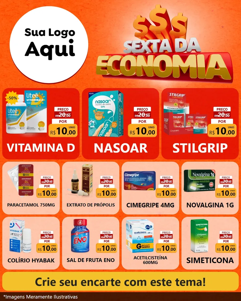 Modelo de Rede Social para Feed Instagram com o tema Sexta da Economia para Farmácia
