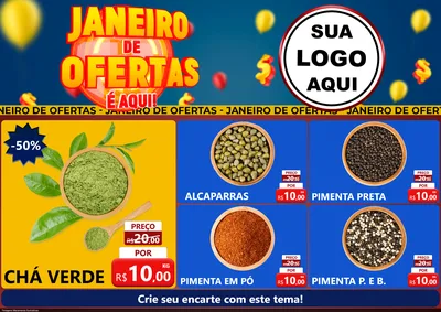 Modelo de Encarte para Encarte A4 Horizontal com o tema Janeiro de Ofertas É Aqui! para Produtos Naturais