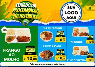 Modelo de Encarte para Encarte A4 Horizontal com o tema Feriado da Proclamação da República para Restaurante