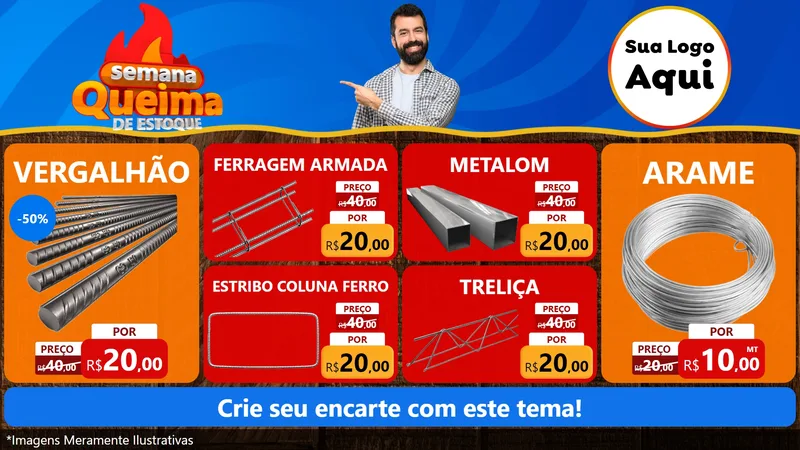 Modelo de TV para TV Horizontal com o tema Semana Queima de Estoque para Ferragens