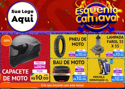 Modelo de Encarte para Encarte A4 Horizontal com o tema Esquenta de Carnaval para Moto peças