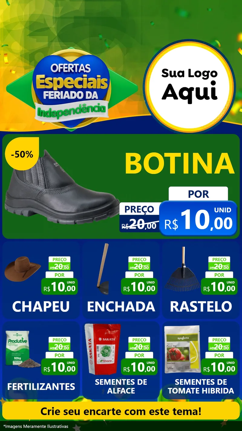 Modelo de Rede Social para Stories com o tema Ofertas Especiais Feriado da Independência para Agropecuária