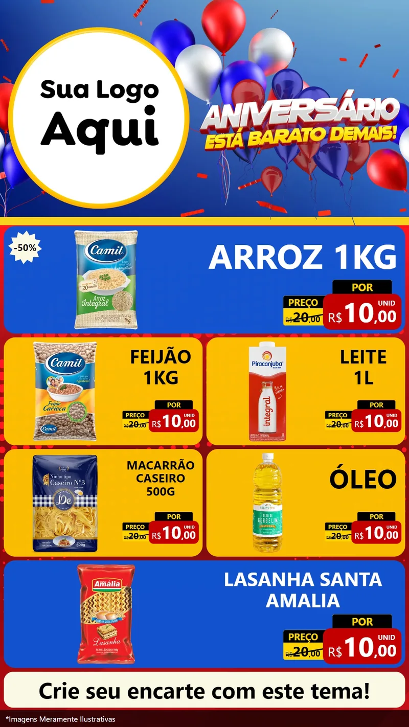 Modelo de TV para TV Vertical com o tema Aniversário para Supermercado
