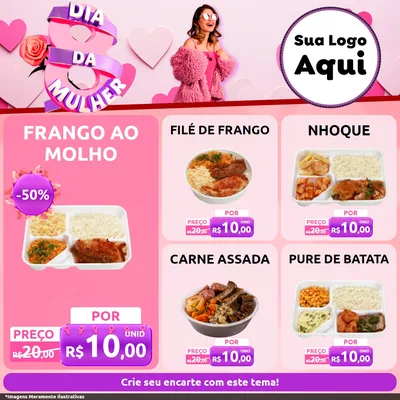Modelo de Rede Social para Feed Facebook com o tema Dia da Mulher para Restaurante