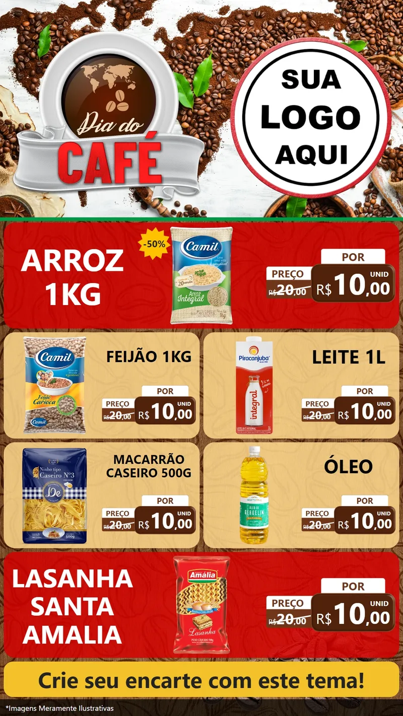 Modelo de TV para TV Vertical com o tema Dia do Café para Supermercado