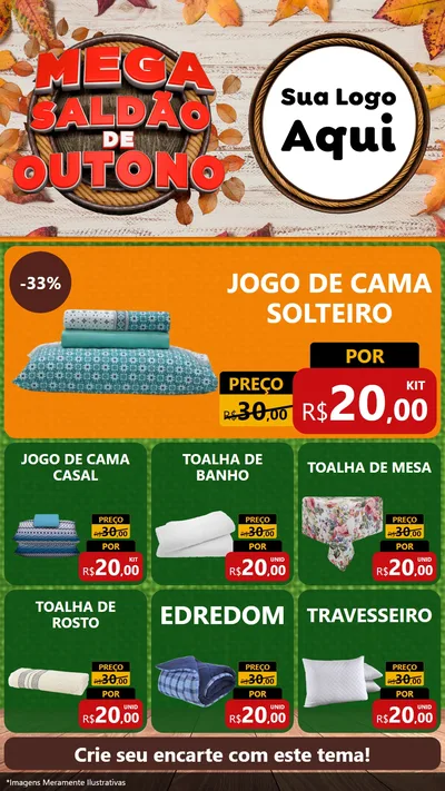Modelo de Rede Social para Stories com o tema Mega Saldão de Outono para Cama, Mesa e Banho