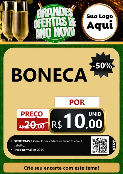 Modelo de Cartaz para Cartaz A4 Vertical com o tema Grandes Ofertas de Ano Novo para Brinquedos