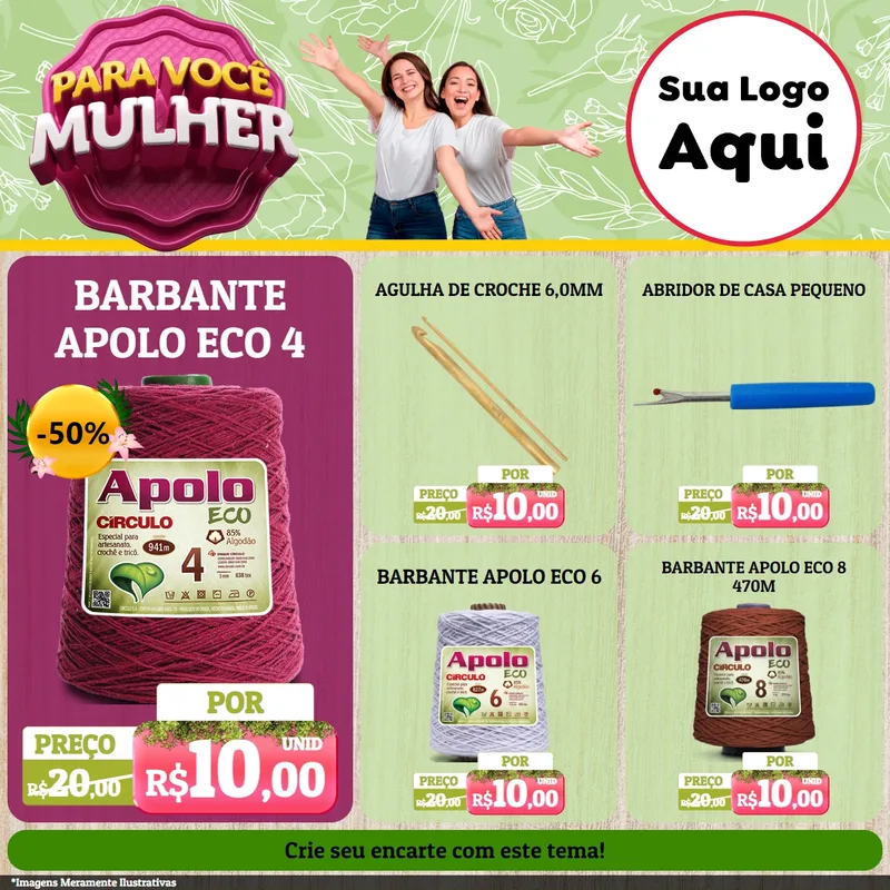 Modelo de Rede Social para Feed Facebook com o tema Para Você Mulher para Armarinho e Aviamentos