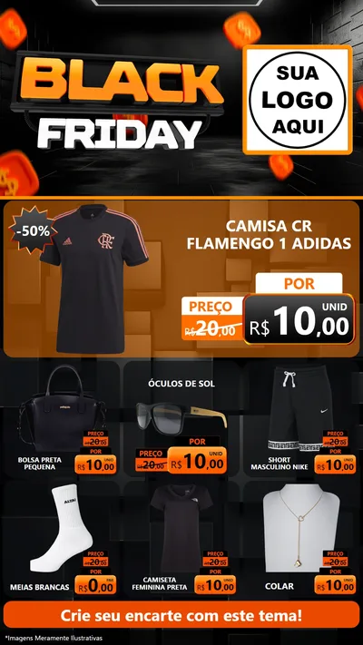 Modelo de Rede Social para Stories com o tema Black Friday para Roupas e acessórios