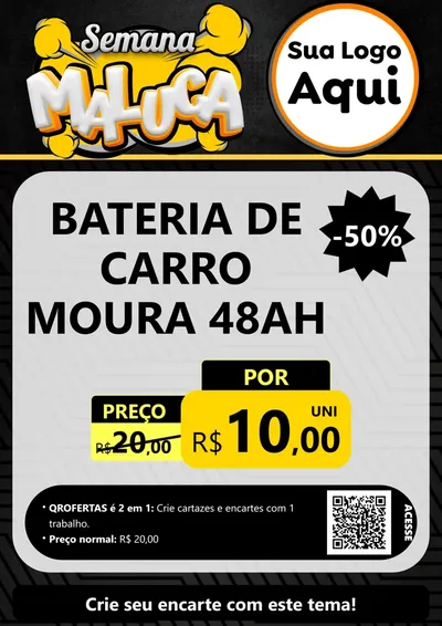 Modelo de Cartaz para Cartaz A4 Vertical com o tema Semana Maluca para Baterias Elétricas