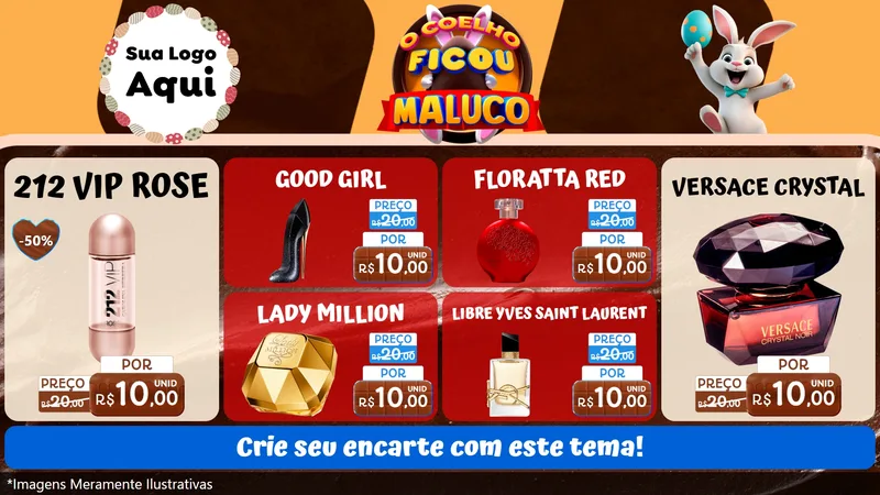 Modelo de TV para TV Horizontal com o tema O Coelho Ficou Maluco - Páscoa para Perfumes