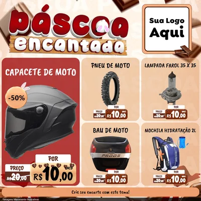 Modelo de Rede Social para Feed Facebook com o tema Páscoa Encantada para Moto peças