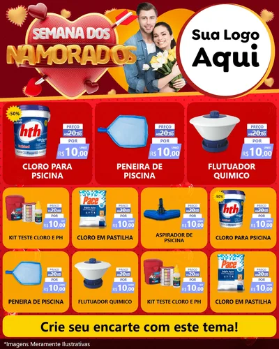 Modelo de Rede Social para Feed Instagram com o tema Semana dos Namorados para Produtos para Piscina