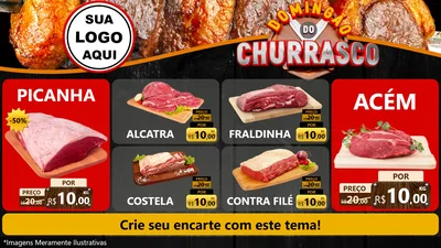 Modelo de TV para TV Horizontal com o tema Domingão do Churrasco para Açougue
