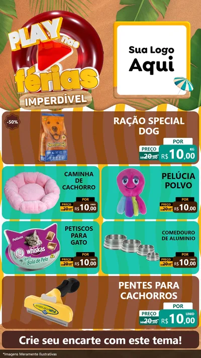 Modelo de TV para TV Vertical com o tema Play Nas Férias Imperdível para Pet Shop
