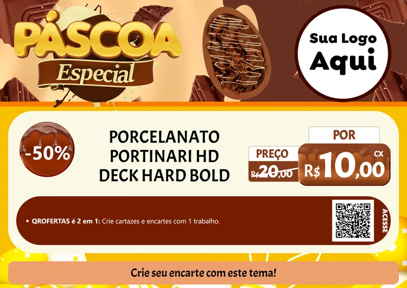 Modelo de Cartaz para Cartaz A4 Horizontal com o tema Páscoa Especial para Pisos e revestimentos