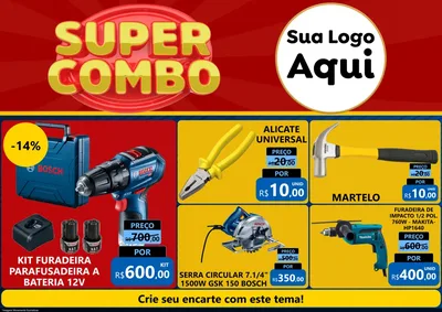 Modelo de Encarte para Encarte A4 Horizontal com o tema Super Combo para Maquinas e Ferramentas