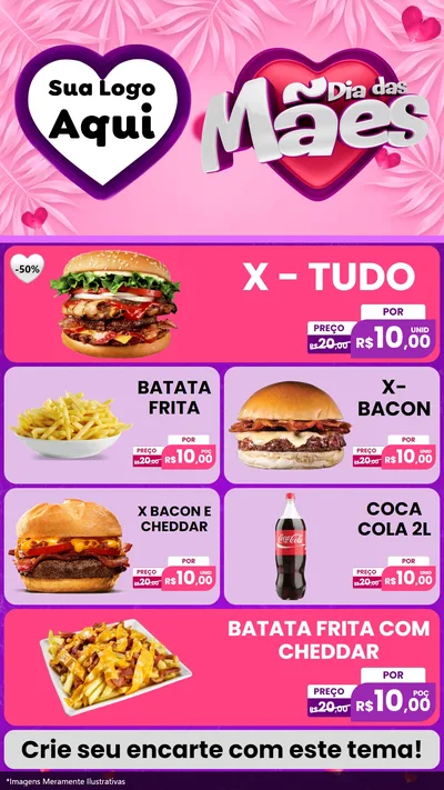 Modelo de TV para TV Vertical com o tema Dia das Mães para Hamburgueria