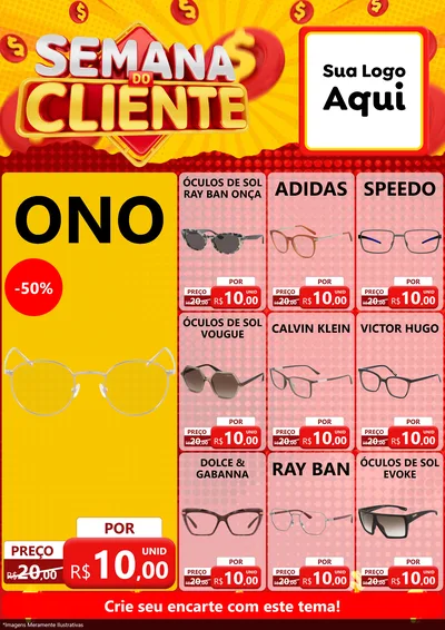 Modelo de Encarte para Encarte A4 Vertical com o tema Semana do Cliente para Óticas