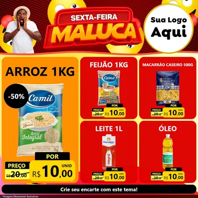 Modelo de Rede Social para Feed Facebook com o tema Sexta-feira Maluca para Supermercado