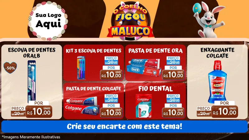 Modelo de TV para TV Horizontal com o tema O Coelho Ficou Maluco - Páscoa para Higiene Pessoal