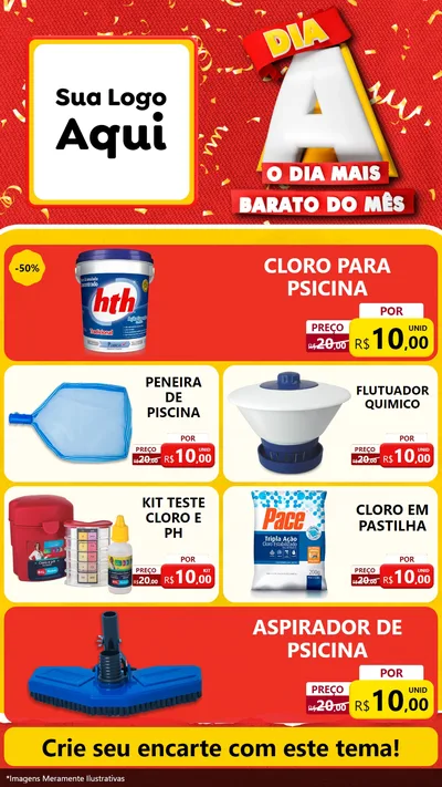 Modelo de TV para TV Vertical com o tema Dia A o Dia Mais Barato do Mês para Produtos para Piscina
