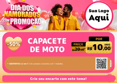 Modelo de Cartaz para Cartaz A4 Horizontal com o tema Dia dos Namorados com Promoção para Moto peças