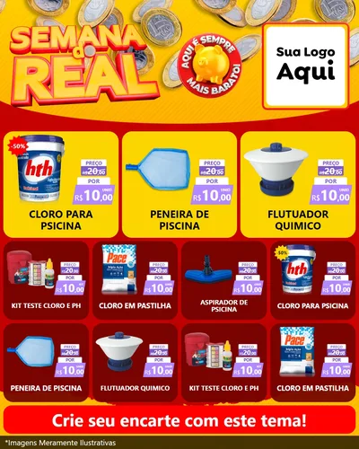 Modelo de Rede Social para Feed Instagram com o tema Semana do Real para Produtos para Piscina