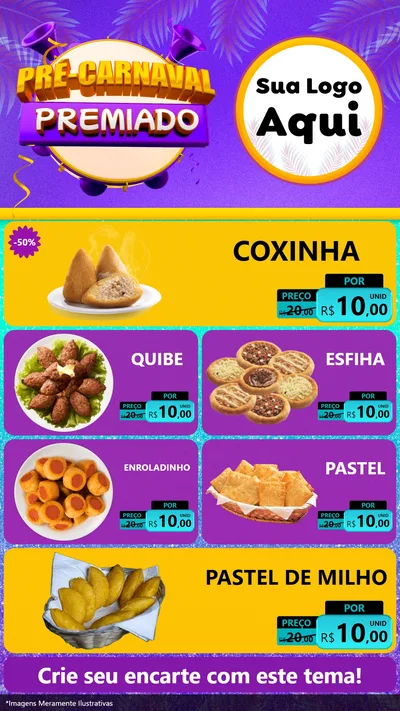 Modelo de TV para TV Vertical com o tema Pré-Carnaval Premiado para Salgadaria