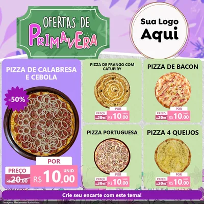 Modelo de Rede Social para Feed Facebook com o tema Ofertas de Primavera para Pizzaria