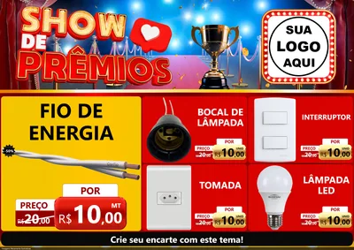 Modelo de Encarte para Encarte A4 Horizontal com o tema Show de Prêmios para Materiais Elétricos