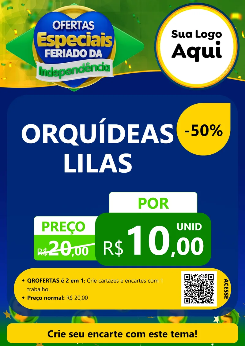 Modelo de Cartaz para Cartaz A4 Vertical com o tema Ofertas Especiais Feriado da Independência para Floricultura e jardim